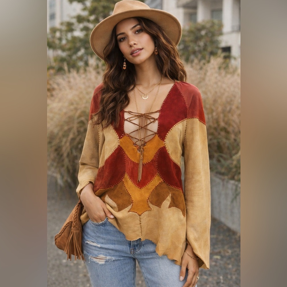 Vintage handmade leather top